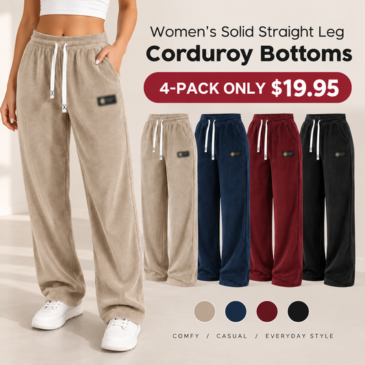 ⚡[LAST DAY SALE]Women's Solid Straight Leg Corduroy Bottoms-100% Cotton